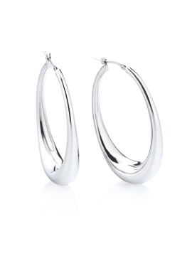 Orecchini A Cerchio Ovali NKlaus In Argento 925 - Cerniera A Libro, 30x24mm, Classici Senza Tempo - 11186