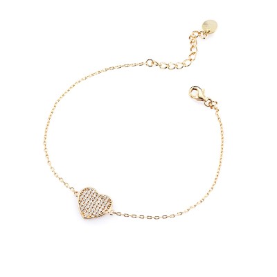 Bracciale cuore pavè dorato...