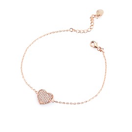 Bracciale cuore pavè rosè -...