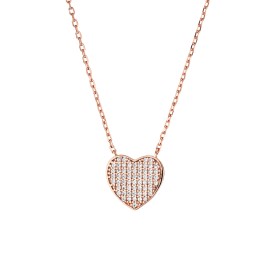 Collana cuore pavè rosè -...