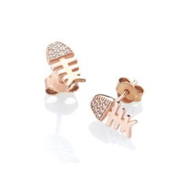 Orecchini pesce pavè rosè -...